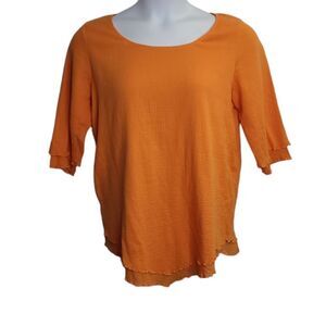 SOFT SURROUNDINGS orange siesta key‎ lettuce edge pointed hem tunic top M